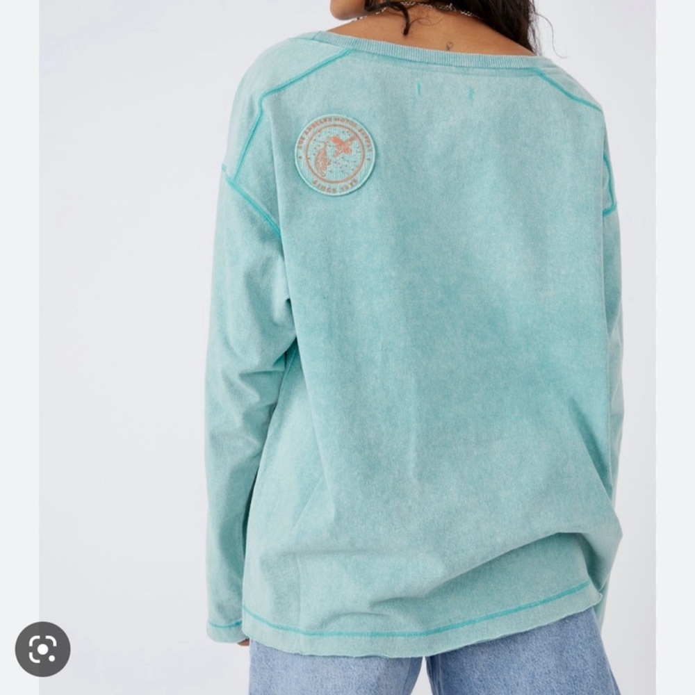 Free People Ivy Tee Surfing Long Sleeve Embroidered Patches Vintage Shirt Sz S - Picture 3 of 7